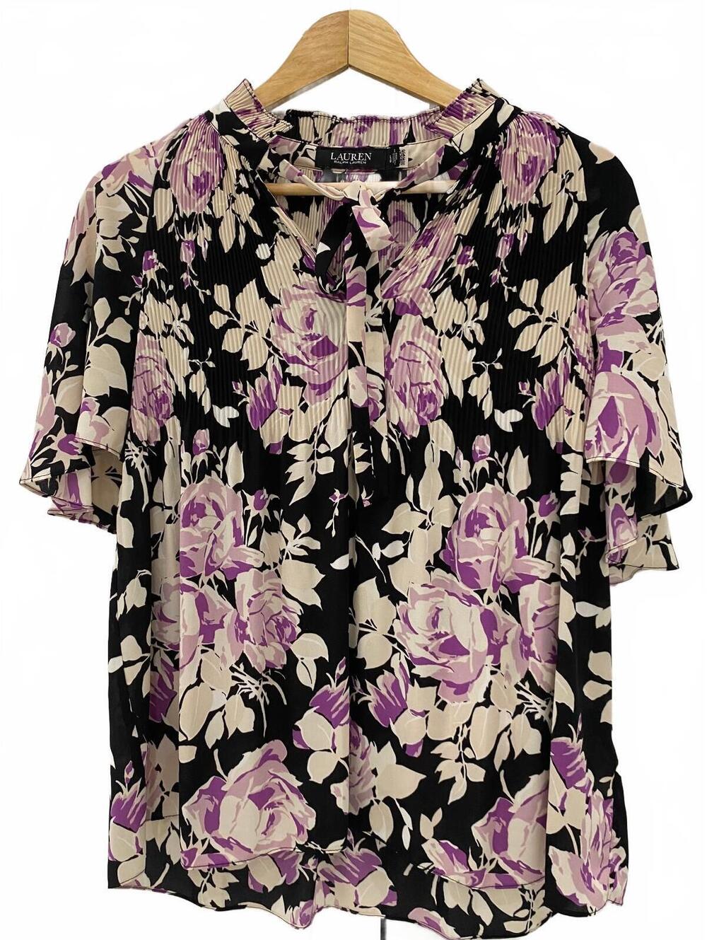 Lauren Ralph Lauren Floral Print Blouse with Tie Neck